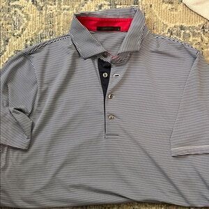 Greyson Men’s  Striped Polo Shirt - Navy and White size large great shape!